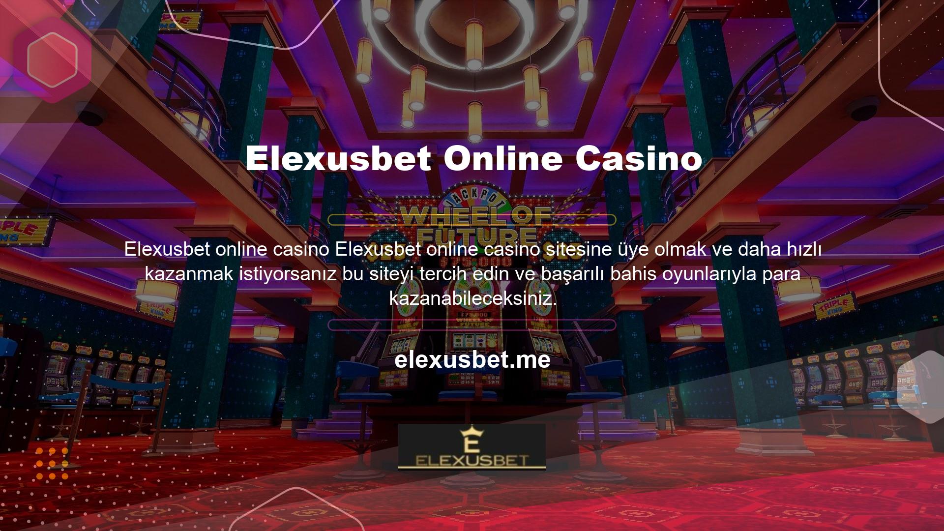 Elexusbet Yasadışı Talep sitesinde birçok sanal oyun ve çeşitli sanal oyunların yanı sıra, site üyelerinin ve casino meraklılarının para kazanmasına yardımcı olan nakit avans ve bahis indirimleriyle çok sayıda yasa dışı bahis de bulunmaktadır